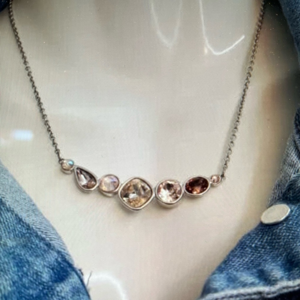 Touchstone Swarovski Crystal Stacked Pink Necklace